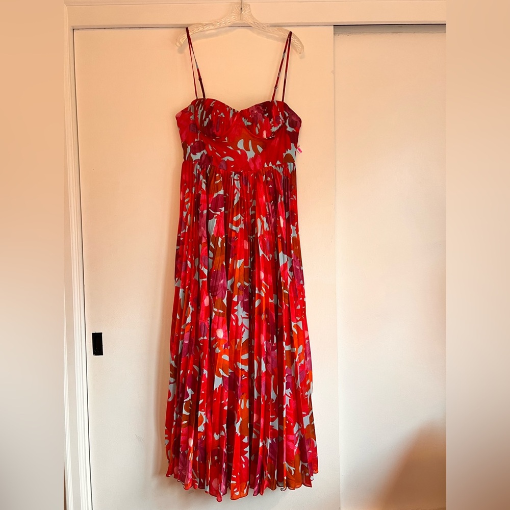 Petal & Pup Spaghetti Strap Multicolor Pleated Maxi Dress NWT